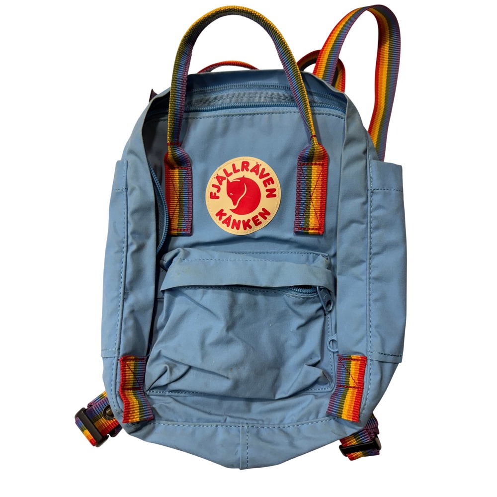 Fjallraven Kanken Rainbow Mini Backpack Sky Blue 132540 Lightweight Travel Bag